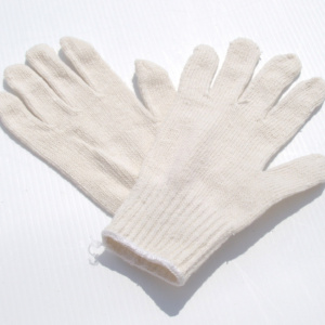 WHITE COTTON/POLYESTER KNIT LINER GLOVES