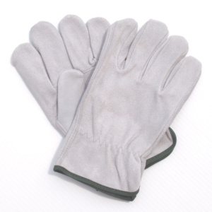 GREY ALL-LEATHER UNLINED GLOVES